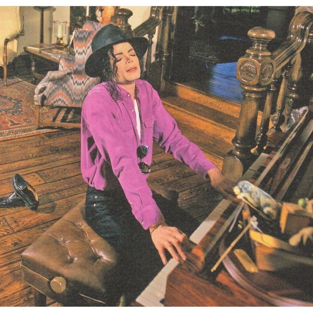 Michael Jackson c. 1990s Playing Piano Interior Estate Portrait Magazine Print